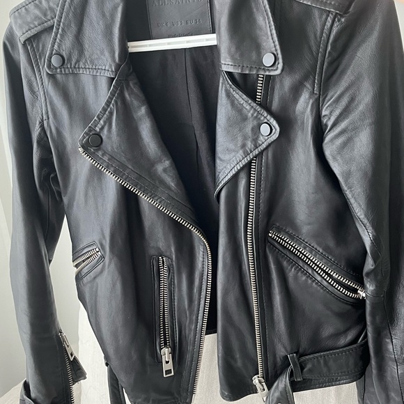 All Saints Balfern Leather Jacket Size 2 - Picture 3 of 5